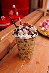 Festive Hot Chocolate with Marshmallows and Winter Vibes