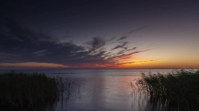 sunset sky sea beach bay panorama timelapse 4k russia