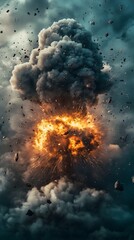 Dramatic visuals of nuclear explosions and fiery blasts, capturing the immense power and destruction in apocalyptic scenarios.