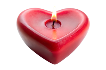 heart shaped candle isolated on white background