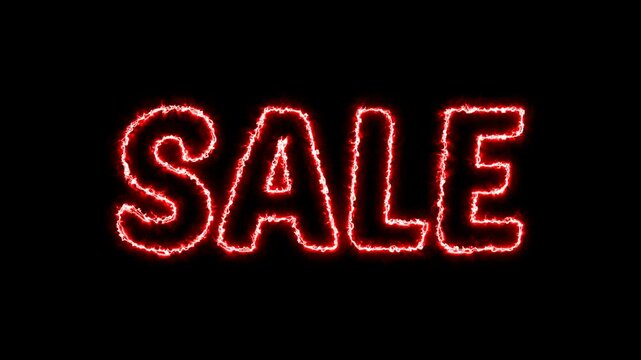 Sale text kryptonite animation on black background. 4k