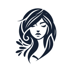 Elegant Woman Face Silhouette Isolated Vector Illustration