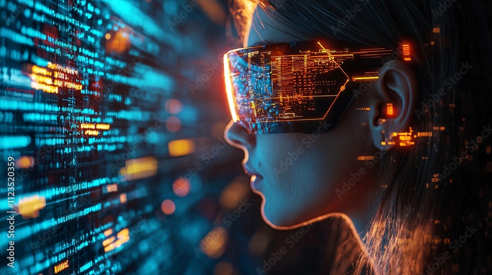 Poster An adult learner using an AI-driven career development platform on a smartphone Stock Photo with side copy space
