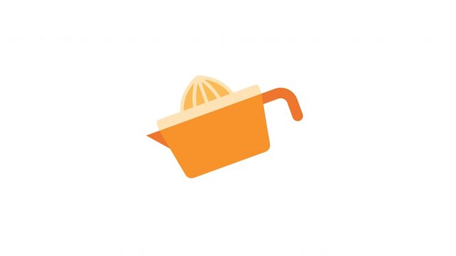 Animated orange citrus juicer with reamer and handle, perfect for kitchen tool icons, food preparation graphics, recipe illustrations, and culinary designs.