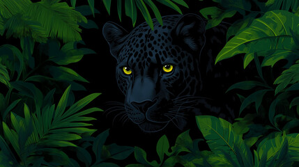 Wild Panther in Lush Greenery: Vector Design