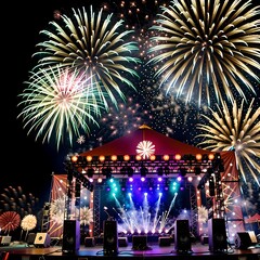 Obraz premium Stage with Fireworks