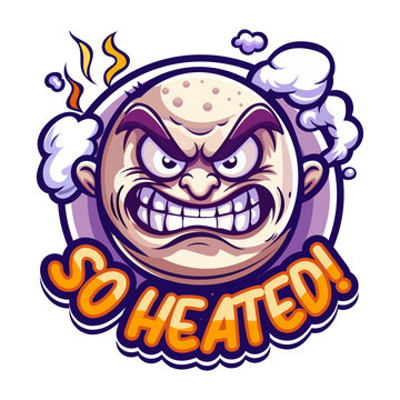 A flat sticker of furious man with so heated typography