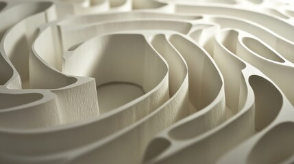 Fototapeta premium Handcrafted Paper Maze with Detailed Cutout Paths on White Textured Paper Generative AI