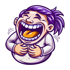 Extremely funny laughing sticker in flat style 