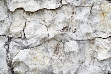 Obraz premium Weathered White Stone Wall With Cracks and Stains