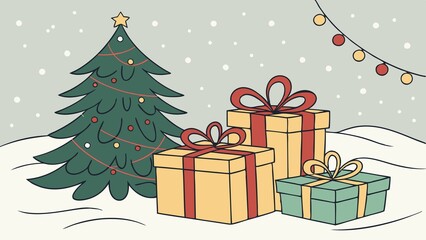 illustration of a christmas background with christmas decorations, christmas background, christmas gifts