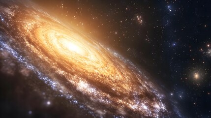 Fototapeta premium Stunning Spiral Galaxy in Deep Space with Bright Core and Twinkling Stars in a Dark Cosmic Background, Capturing the Beauty of the Universe in Vibrant Detail