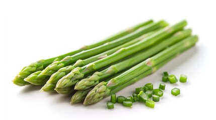 fresh asparagus on white background