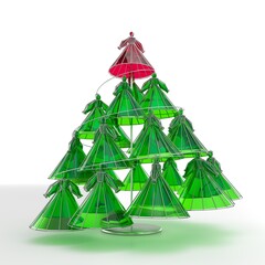 3D model of a Christmas tree. In a spiral, evenly distributed female figures in dresses