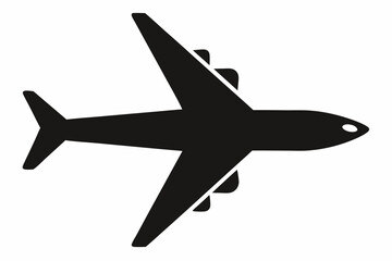 Airplane silhouette black vector art illustration.