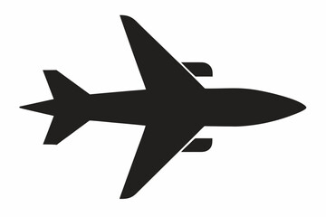 Airplane silhouette black vector art illustration.