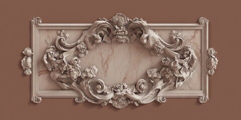 PANTONE 17-1230 Mocha Mousse Baroque Ornate Marble Design