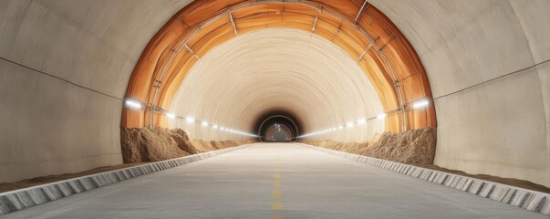 Fototapeta premium Geological study. A tunneling project simulation, visualizing subsurface geology and structural stability along the tunnel path