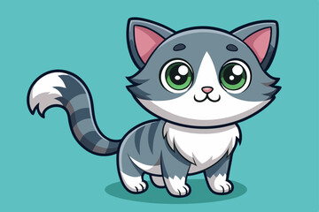 Obraz premium A cute cartoon cat vector art illustration.