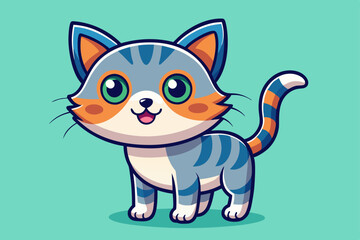 Obraz premium A cute cartoon cat vector art illustration.