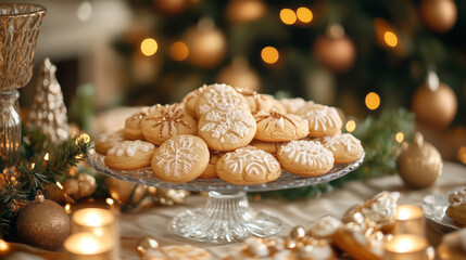 Festive holiday cookies adorned with intricate icing designs