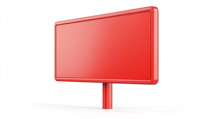 Obraz premium Red Plastic Signboard Icon Mockup Isolated on White Background for Advertising Branding
