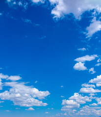 Panoramic view of blue sky with fluffy clouds. Beautiful landscape with beautiful clouds. Clouds...