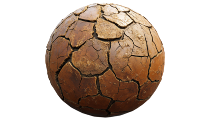 A cracked earth sphere symbolizing drought and environmental challenges.