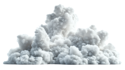 A dense, dramatic white smoke cloud billowing into the air, creating a stunning visual.