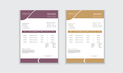Unique business invoice, money bills, price invoice template layout design for print