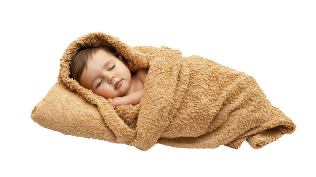 A peaceful sleeping baby wrapped in a cozy blanket, embodying tranquility and comfort.