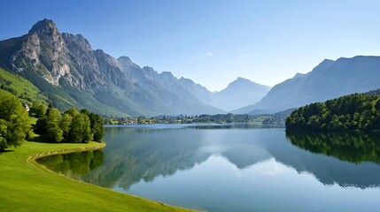 landscape with lake and mountains