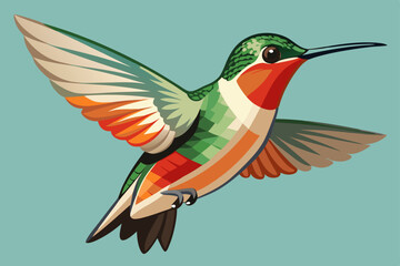 Obraz premium Ruby-throated Hummingbird vector art illustration.