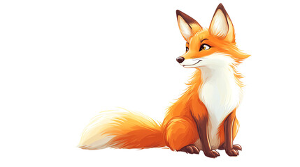 Obraz premium A vibrant and playful fox sitting gracefully, showcasing its bushy tail and elegant fur.
