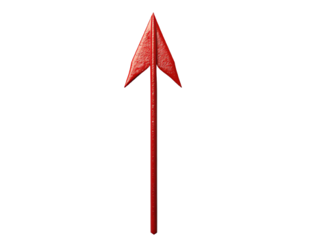 A vibrant red arrow symbol illustrating direction and focus in design material.