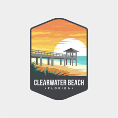 Illustration of Clearwater Beach Florida patch logo