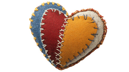 Colorful patchwork heart made of felt, symbolizing love and creativity.