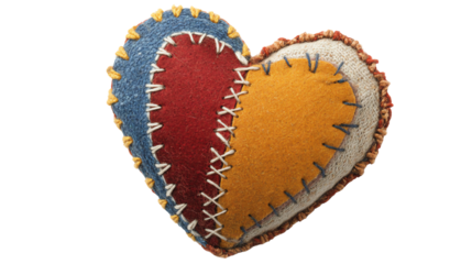 Colorful patchwork heart made of felt, symbolizing love and creativity.