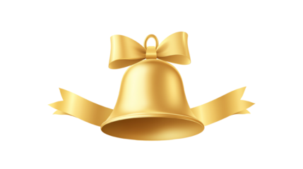 Golden bell with bow, symbolizing celebration and festive occasions.