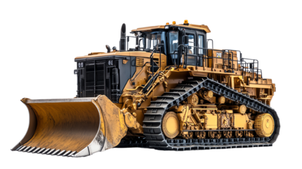 Heavy-duty bulldozer on a construction site, showcasing powerful machinery in action.