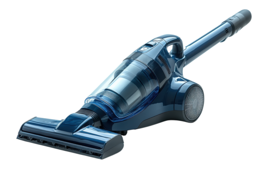Modern, compact handheld vacuum cleaner on a white isolated background, designed for quick and efficient cleaning of various surfaces.