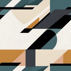 Abstract Geometric Pattern: Bold, graphic lines and shapes in a captivating minimalist design, featuring a vibrant interplay of teal, black, cream, and orange hues. It's a modern, abstract.