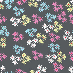 Seamless floral pattern, abstract natural print with hand drawn wild plants. Delicate botanical design: large white flowers, leaves, branches on a light background. Vector illustration.