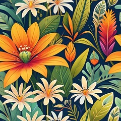 Fototapeta premium Tropical Paradise Seamless Pattern 
