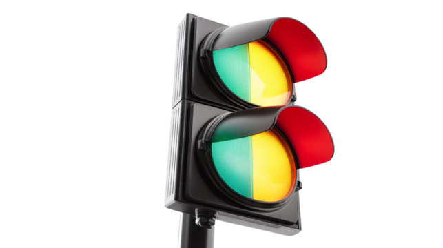 Traffic light signaling for safe road navigation with green and red lights.