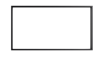 Black rectangular frame with transparent interior for photo or art display.