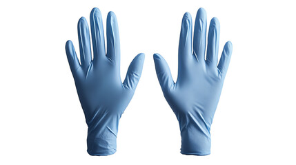 Obraz premium Blue latex gloves on a white isolate background.