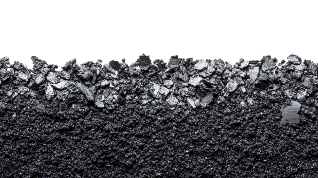 Black gravel texture, white isolated background.