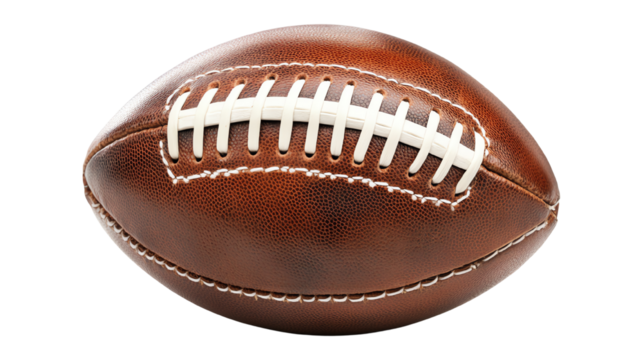 Brown leather football, isolated on a white background
