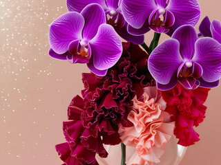 Love in Full Bloom Orchids and Carnations on Blush